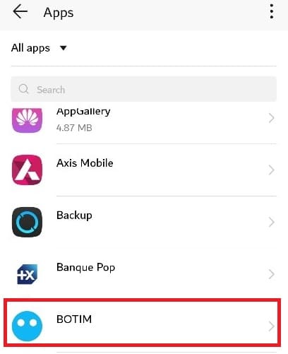 Choose Apps to clear cache