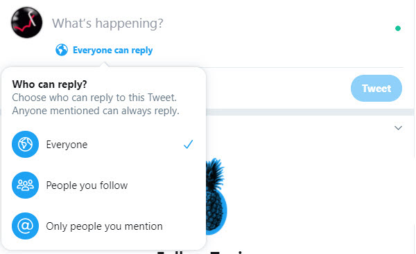 Twitter reply settings