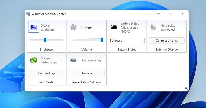 Mobility center - change brightness