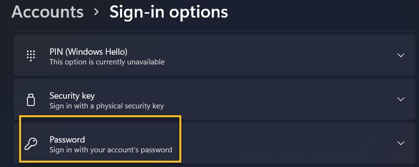 Change Password in Windows 11